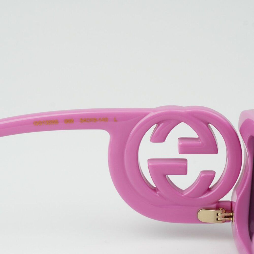 NEW Gucci GG1325S 006 Pink Grey Rectangle Unisex Sunglasses GG 1325S - Picture 8 of 10